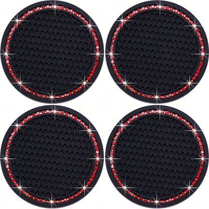 1pc Rhinestone Decor PVC Car Coaster