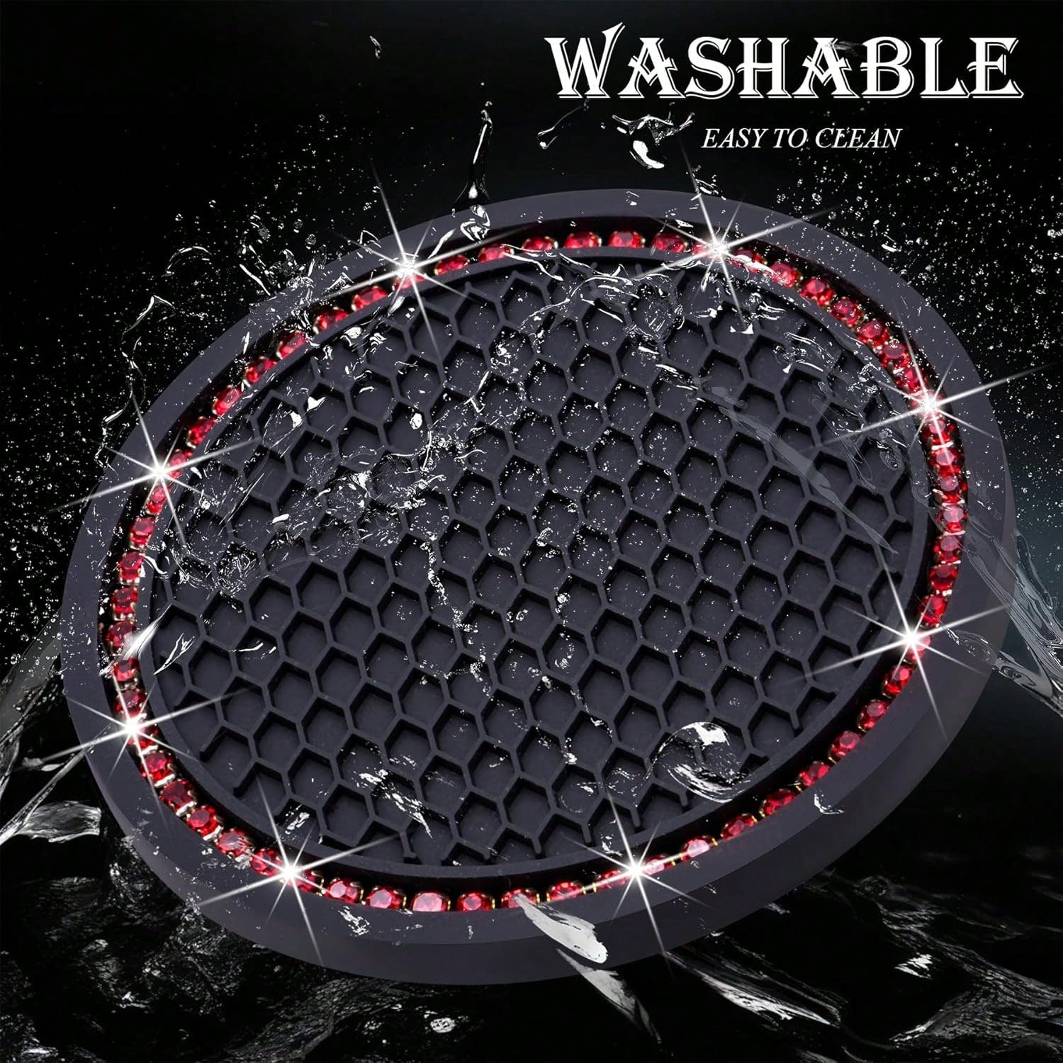 1pc Rhinestone Decor PVC Car Coaster
