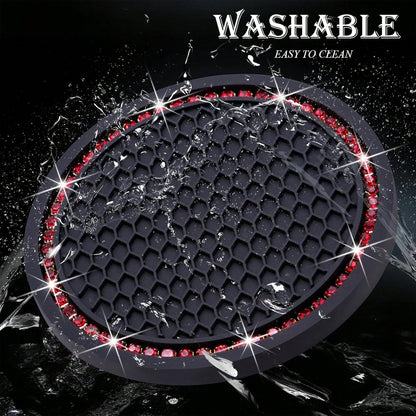 1pc Rhinestone Decor PVC Car Coaster