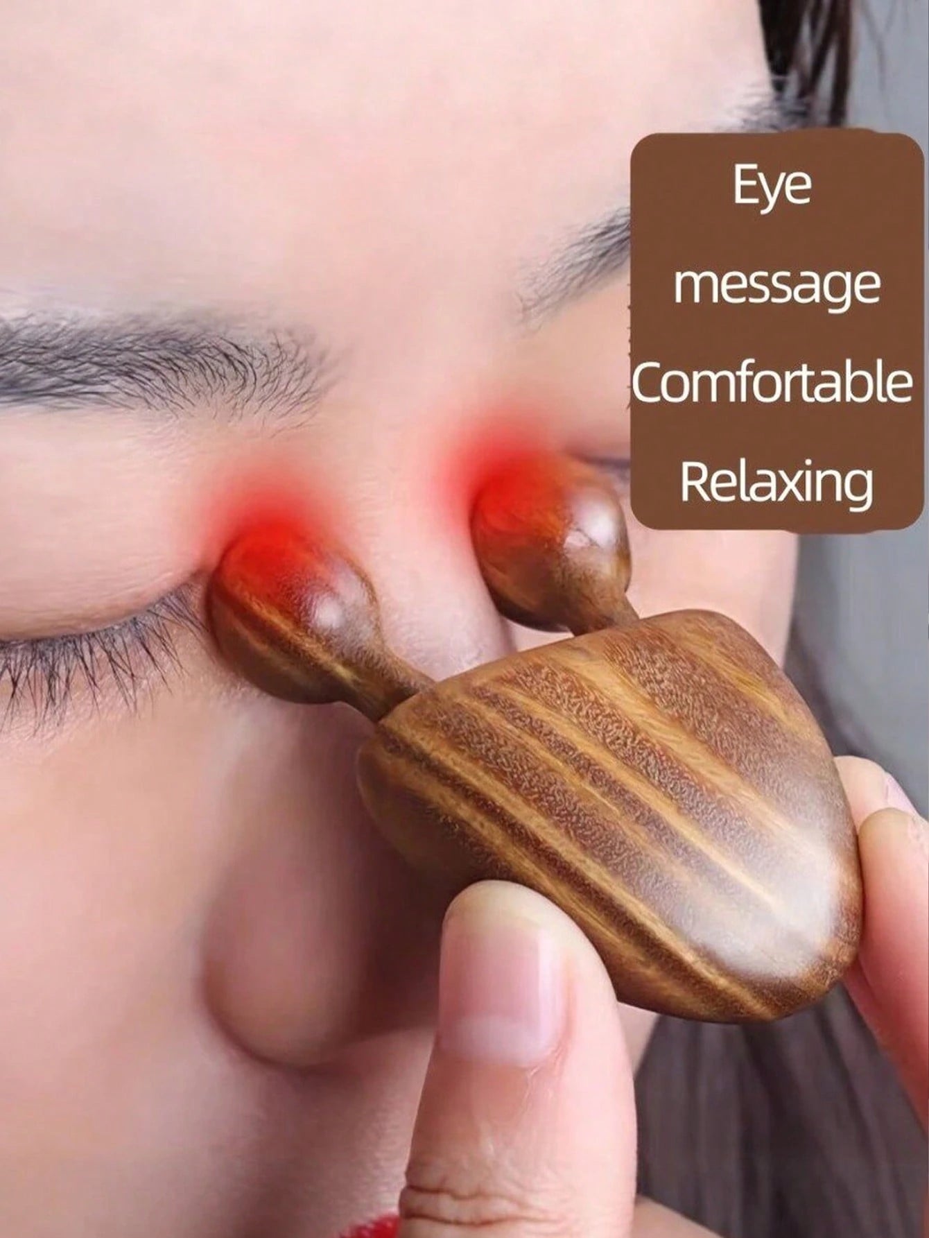1pc Sandalwood Massager + 1pc Storage Bag, Face Massage & Chin Lifting Tool, Facial Care Massager, Relaxing Head & Eye Massager, Portable Beauty Care Tool, Massage Device, Mother's Day Gift, Christmas
