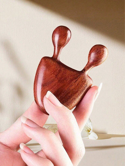 1pc Sandalwood Massager + 1pc Storage Bag, Face Massage & Chin Lifting Tool, Facial Care Massager, Relaxing Head & Eye Massager, Portable Beauty Care Tool, Massage Device, Mother's Day Gift, Christmas
