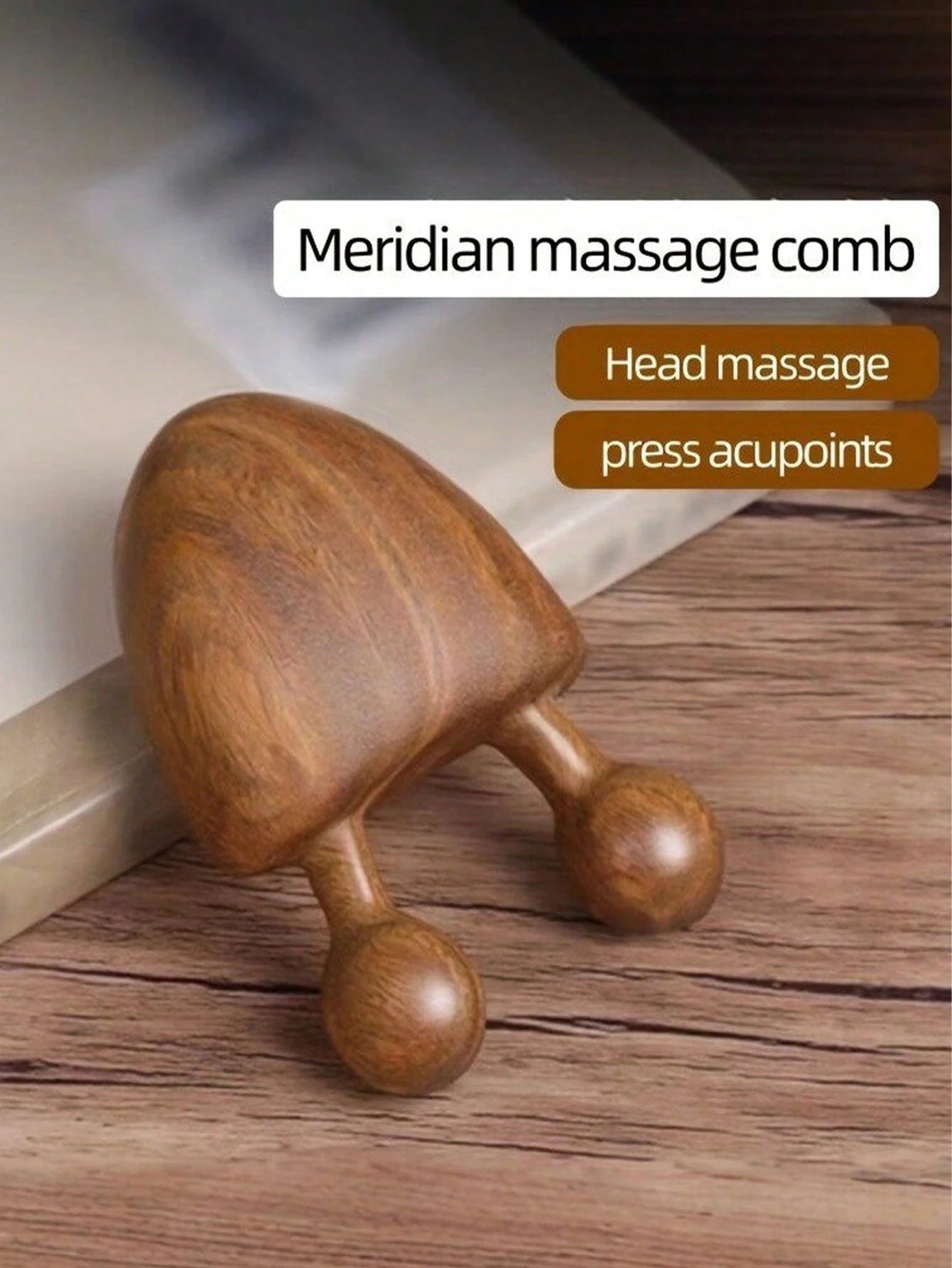 1pc Sandalwood Massager + 1pc Storage Bag, Face Massage & Chin Lifting Tool, Facial Care Massager, Relaxing Head & Eye Massager, Portable Beauty Care Tool, Massage Device, Mother's Day Gift, Christmas