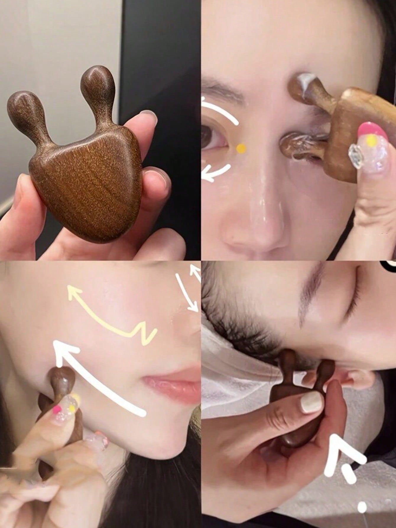 1pc Sandalwood Massager + 1pc Storage Bag, Face Massage & Chin Lifting Tool, Facial Care Massager, Relaxing Head & Eye Massager, Portable Beauty Care Tool, Massage Device, Mother's Day Gift, Christmas