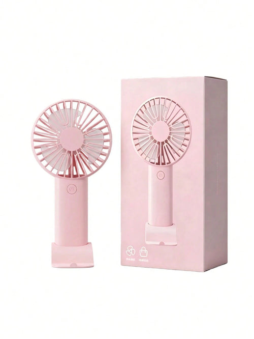 1pc/Set Handheld USB Fan, Portable Rechargeable Fan With 3 Speed Modes, 300mAh Battery, 2W Power Output. Includes Stand For Use As Phone/Tablet Holder. Suitable For Outdoor Activities, Beach, Office