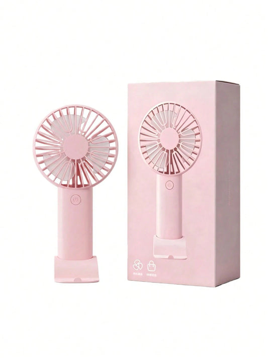1pc/Set Handheld USB Fan, Portable Rechargeable Fan With 3 Speed Modes, 300mAh Battery, 2W Power Output. Includes Stand For Use As Phone/Tablet Holder. Suitable For Outdoor Activities, Beach, Office