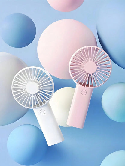 1pc/Set Handheld USB Fan, Portable Rechargeable Fan With 3 Speed Modes, 300mAh Battery, 2W Power Output. Includes Stand For Use As Phone/Tablet Holder. Suitable For Outdoor Activities, Beach, Office