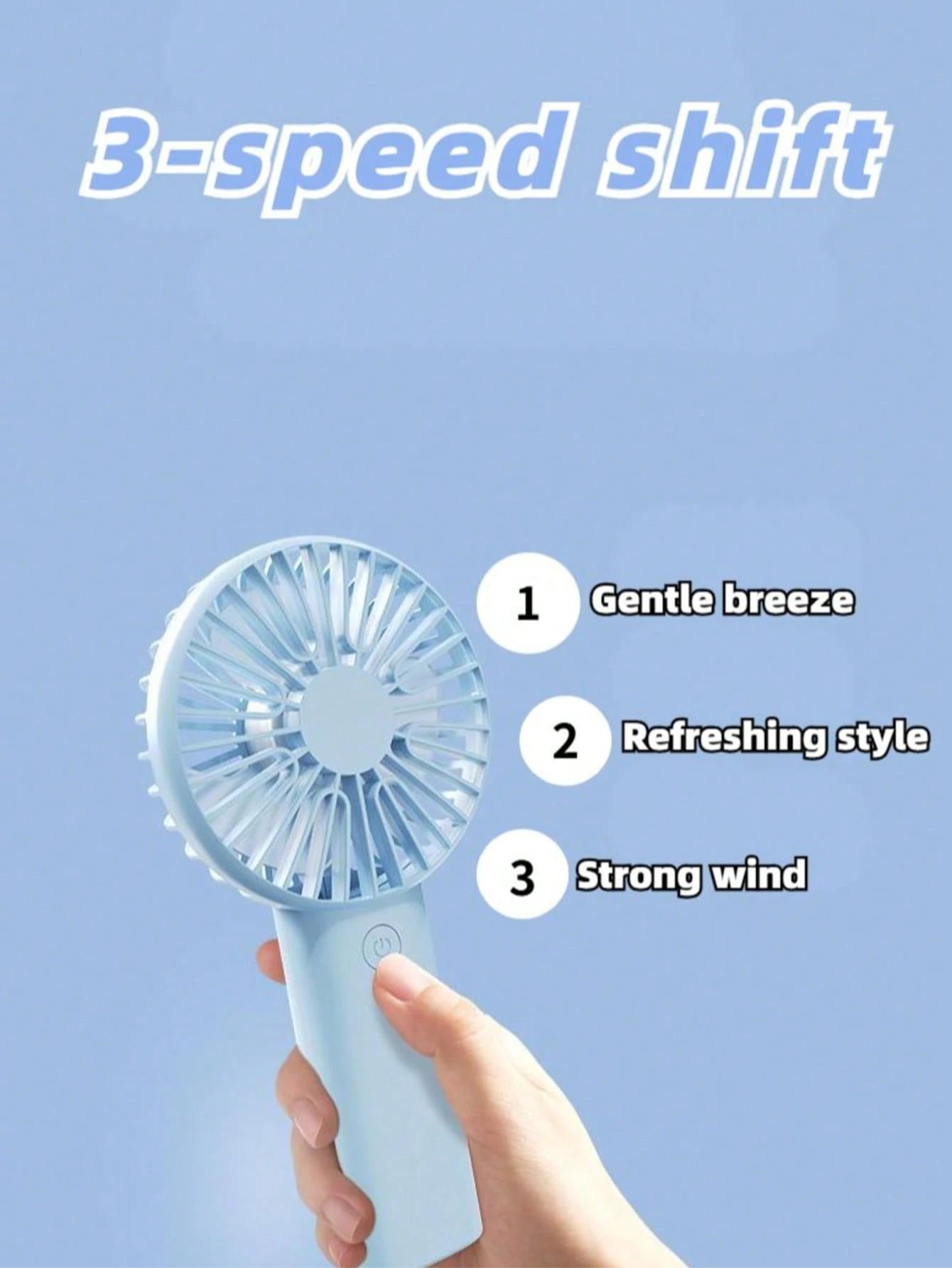 1pc/Set Handheld USB Fan, Portable Rechargeable Fan With 3 Speed Modes, 300mAh Battery, 2W Power Output. Includes Stand For Use As Phone/Tablet Holder. Suitable For Outdoor Activities, Beach, Office
