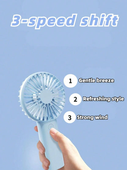 1pc/Set Handheld USB Fan, Portable Rechargeable Fan With 3 Speed Modes, 300mAh Battery, 2W Power Output. Includes Stand For Use As Phone/Tablet Holder. Suitable For Outdoor Activities, Beach, Office