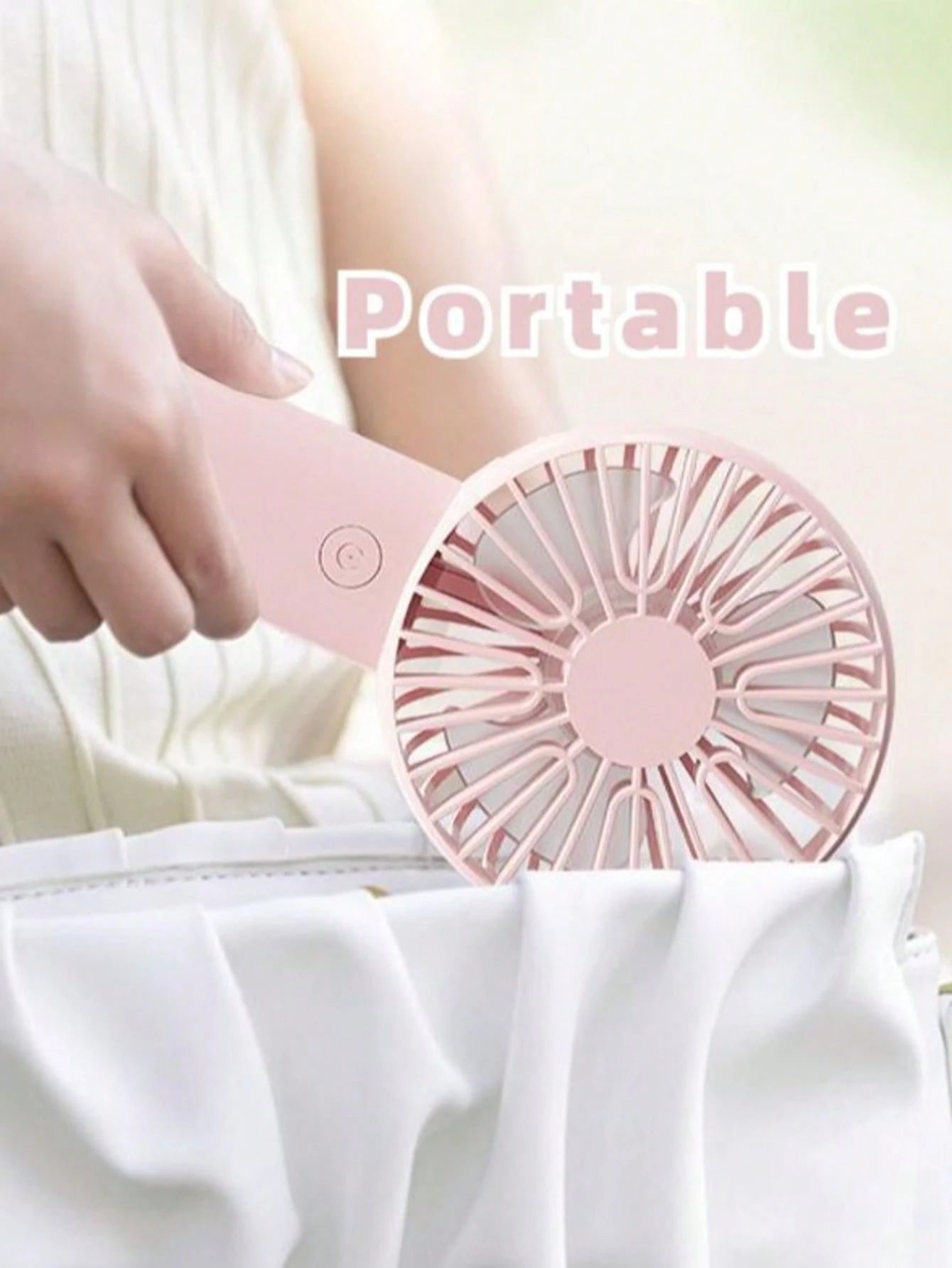 1pc/Set Handheld USB Fan, Portable Rechargeable Fan With 3 Speed Modes, 300mAh Battery, 2W Power Output. Includes Stand For Use As Phone/Tablet Holder. Suitable For Outdoor Activities, Beach, Office