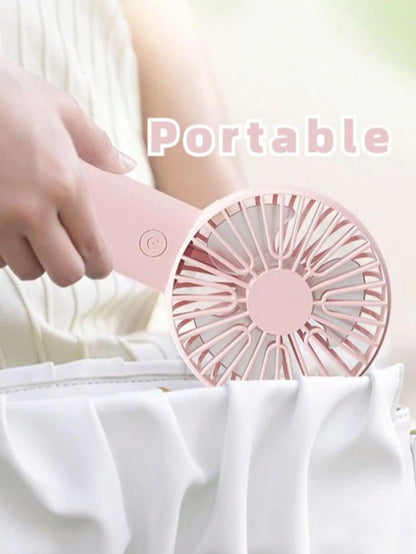1pc/Set Handheld USB Fan, Portable Rechargeable Fan With 3 Speed Modes, 300mAh Battery, 2W Power Output. Includes Stand For Use As Phone/Tablet Holder. Suitable For Outdoor Activities, Beach, Office