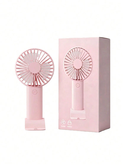 1pc/Set Handheld USB Fan, Portable Rechargeable Fan With 3 Speed Modes, 300mAh Battery, 2W Power Output. Includes Stand For Use As Phone/Tablet Holder. Suitable For Outdoor Activities, Beach, Office