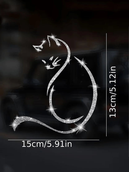 1pc Shiny Car Sticker- Self-Adhesive Vinyl Decal, Suitable For Cars, Laptops, Motorcycles, Home Decor- Fun Cartoon Animal Design With Glitter Additive