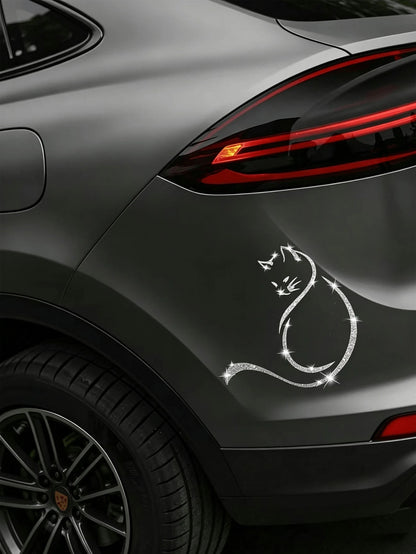 1pc Shiny Car Sticker- Self-Adhesive Vinyl Decal, Suitable For Cars, Laptops, Motorcycles, Home Decor- Fun Cartoon Animal Design With Glitter Additive