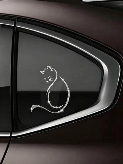 1pc Shiny Car Sticker- Self-Adhesive Vinyl Decal, Suitable For Cars, Laptops, Motorcycles, Home Decor- Fun Cartoon Animal Design With Glitter Additive