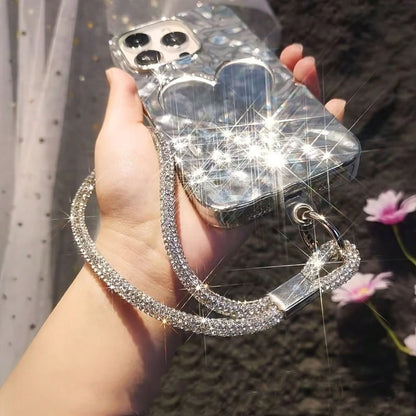 1pc Shiny Rhinestone Crystal Short Phone Lanyard Wrist Strap Anti-Loss Phone Chain Compatible With IPhone/ Series Durable Fashion Y2K Full Rhinestone Phone Lanyard For Women