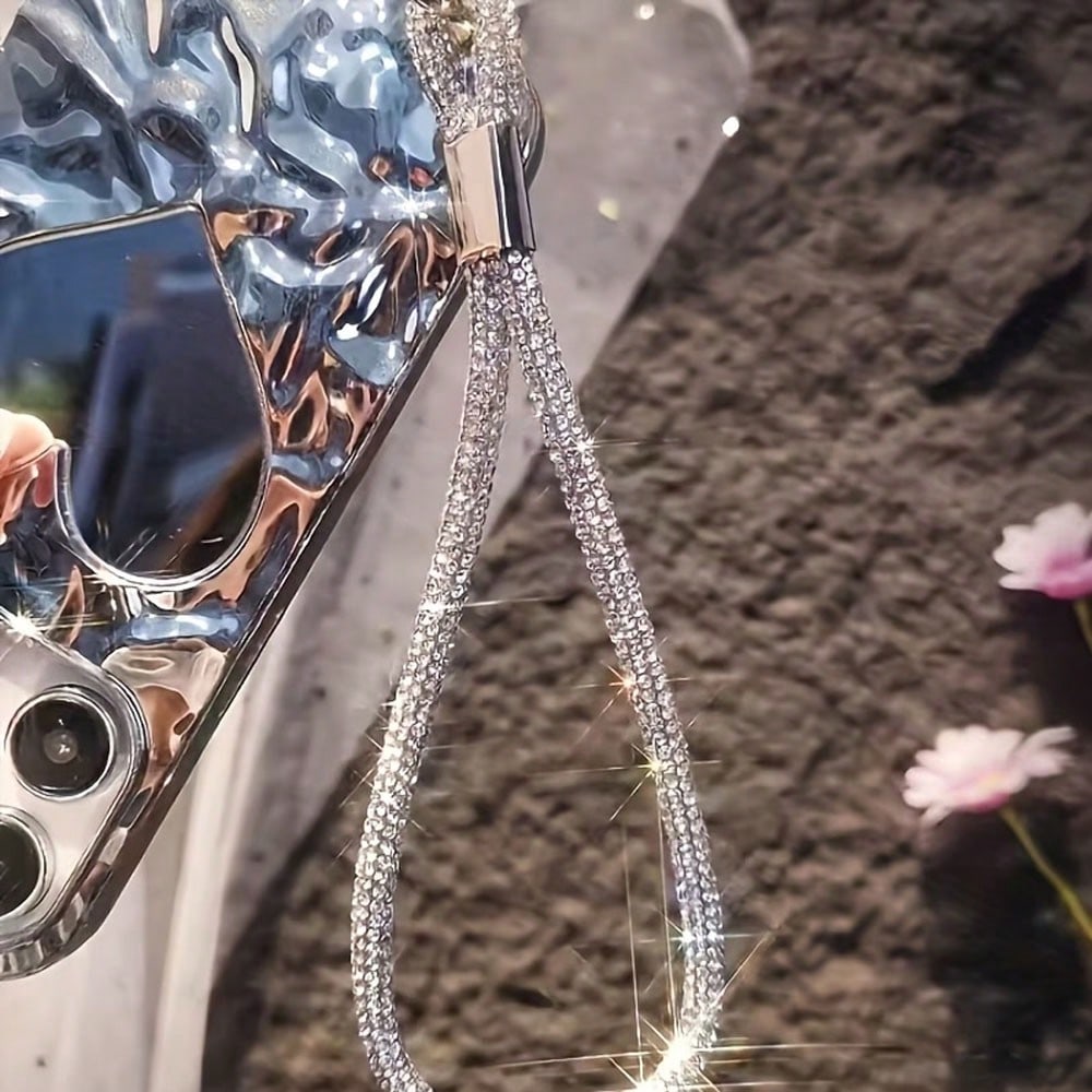 1pc Shiny Rhinestone Crystal Short Phone Lanyard Wrist Strap Anti-Loss Phone Chain Compatible With IPhone/ Series Durable Fashion Y2K Full Rhinestone Phone Lanyard For Women