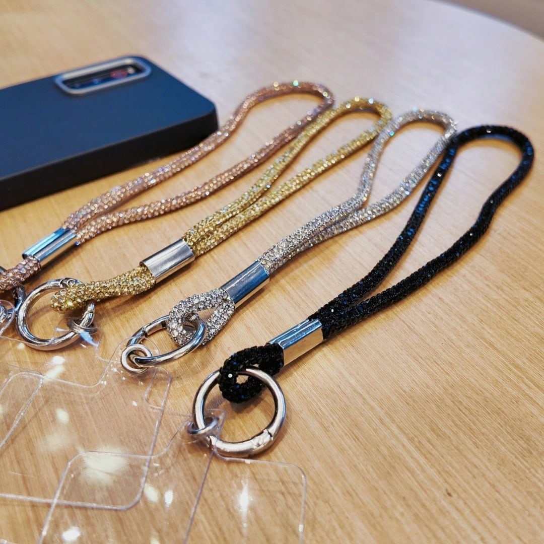1pc Shiny Rhinestone Crystal Short Phone Lanyard Wrist Strap Anti-Loss Phone Chain Compatible With IPhone/ Series Durable Fashion Y2K Full Rhinestone Phone Lanyard For Women