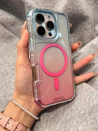 1pc Silicone Cute Magnetic Gradient Color Magnetic Wireless Charging Phone Case Soft Silicone Back Cover Candy Color Compatible With IPhone 17 Air 16 15 14 13 12 11 Pro Max Plus Spring Gift