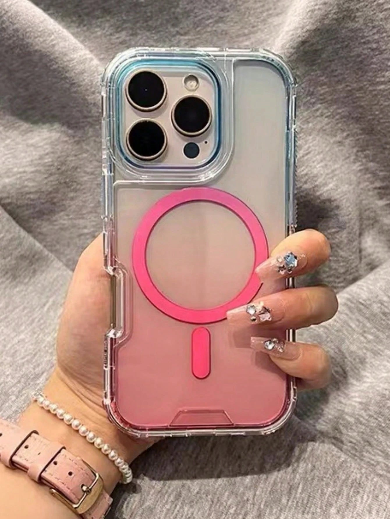 1pc Silicone Cute Magnetic Gradient Color Magnetic Wireless Charging Phone Case Soft Silicone Back Cover Candy Color Compatible With IPhone 17 Air 16 15 14 13 12 11 Pro Max Plus Spring Gift