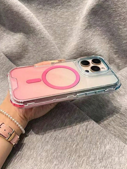 1pc Silicone Cute Magnetic Gradient Color Magnetic Wireless Charging Phone Case Soft Silicone Back Cover Candy Color Compatible With IPhone 17 Air 16 15 14 13 12 11 Pro Max Plus Spring Gift