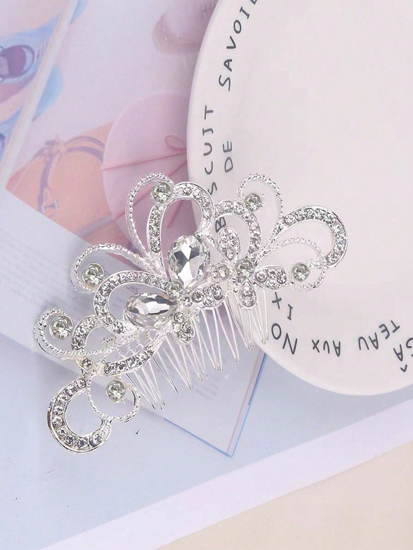 1pc Silver & Gold Tone Elegant Lady Princess Bridal Hair Comb Headpiece Set, Fashionable Exquisite Faux Pearl Plum Blossom Heart Shaped Design, Romantic Dinner, Summer