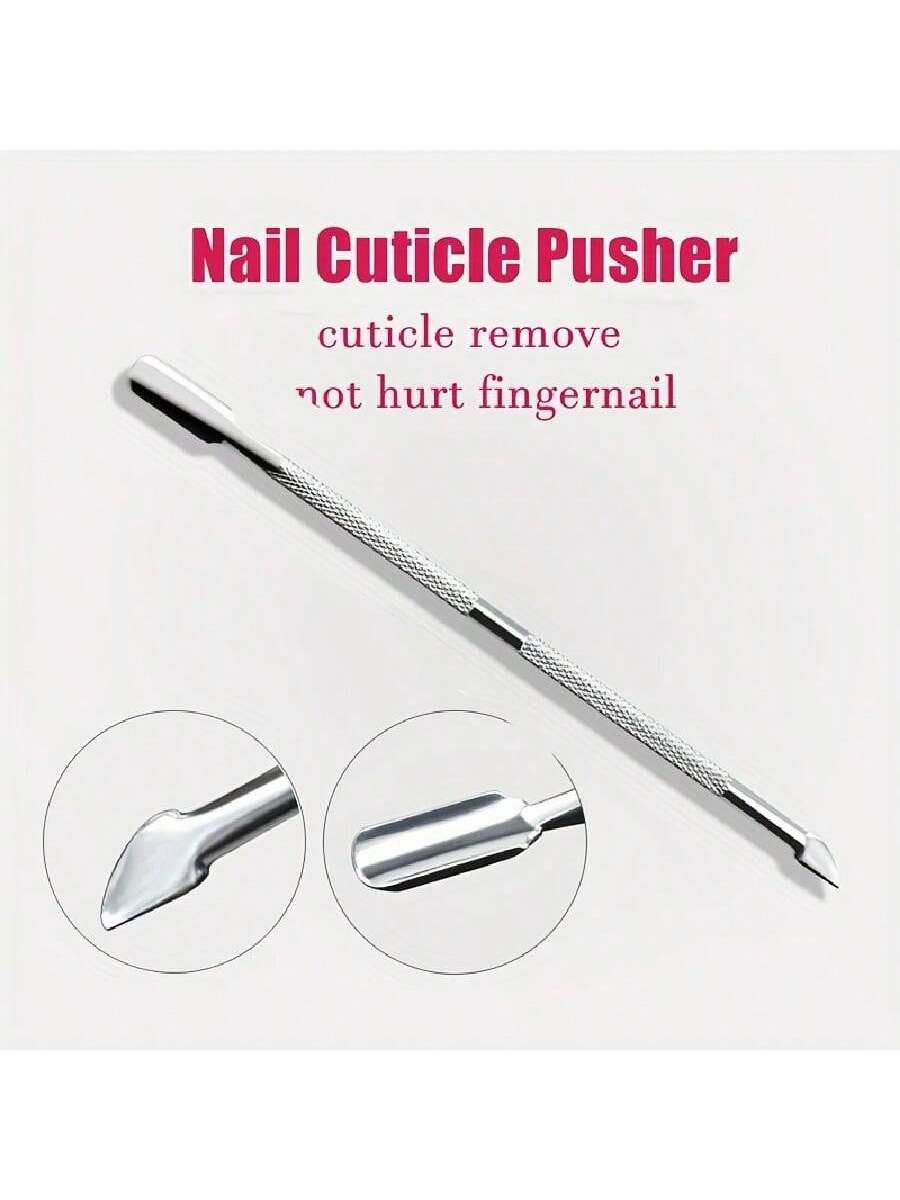 1pc Silver Nail & Cuticle Pusher Tool For Manicure And Pedicure, Professional Nail Cleaning And Design Tool, Diy At Home Or For Nail Salons Nails Nails Supplies Nail Stuff