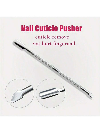 1pc Silver Nail & Cuticle Pusher Tool For Manicure And Pedicure, Professional Nail Cleaning And Design Tool, Diy At Home Or For Nail Salons Nails Nails Supplies Nail Stuff