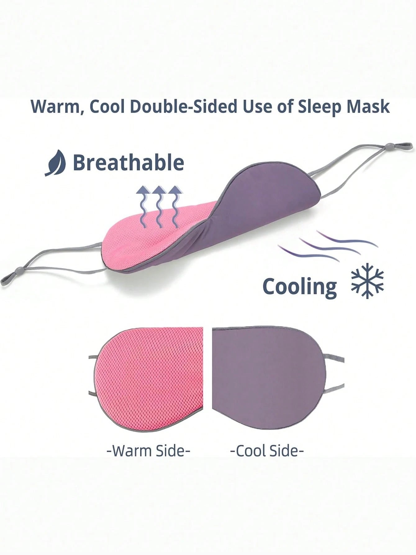 1PC Sleep Mask For Side Sleeper Women Men, Eye Mask For Sleeping Light Blocking, 3D Contoured Cup Sleeping Mask, Soft Breathable Sleep Eye Mask With Adjustable Elastic Strap For Flight Nap,School,Back