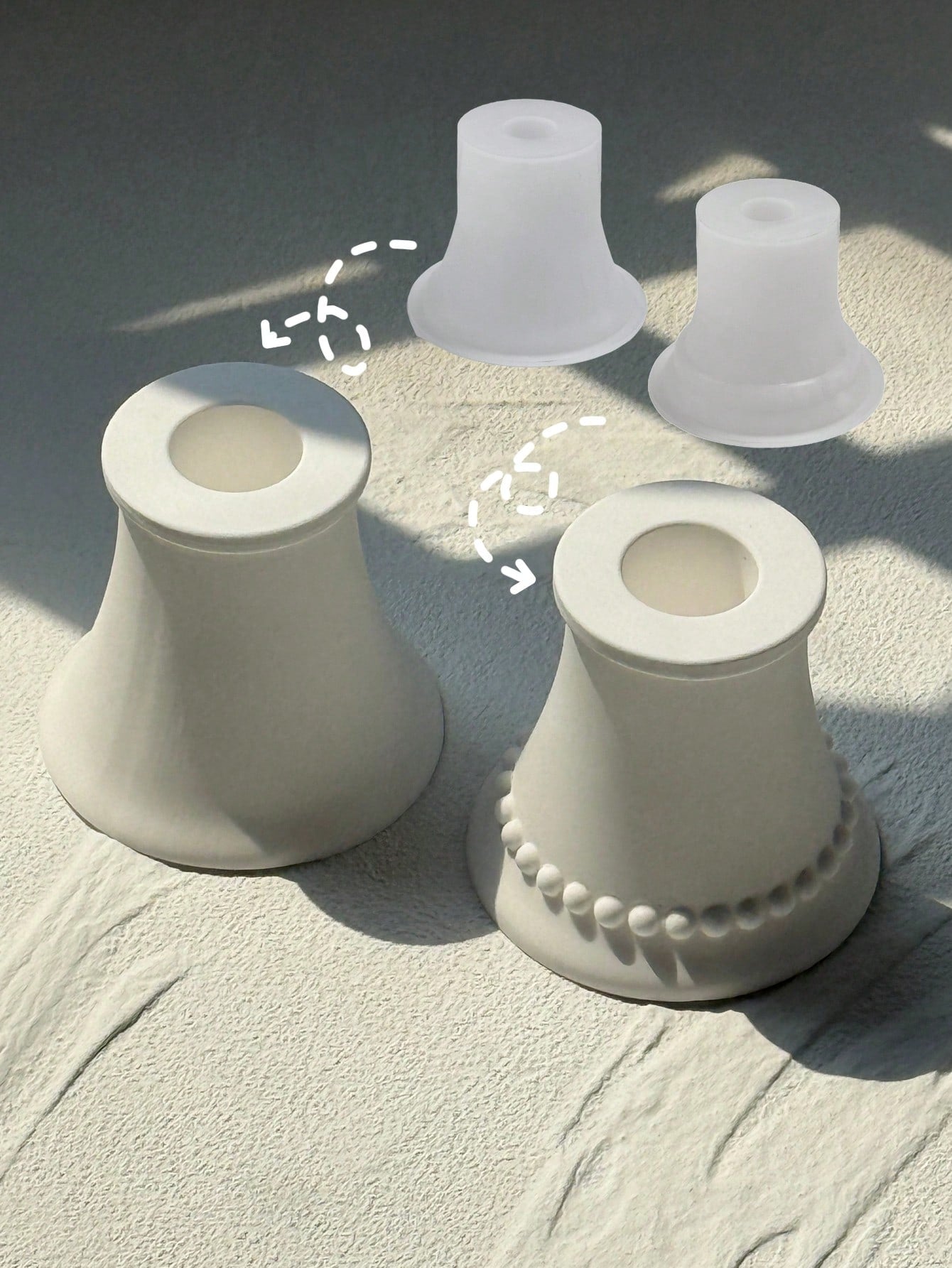 1pc Smooth/Dotted Edge Candle Holder Base Silicone Mold, DIY Creative European Minimalist Candle Holder Plaster Mold, Suitable For Home Decor/Gift Ornament Epoxy Resin Mold, Handmade Casting Mold, Art