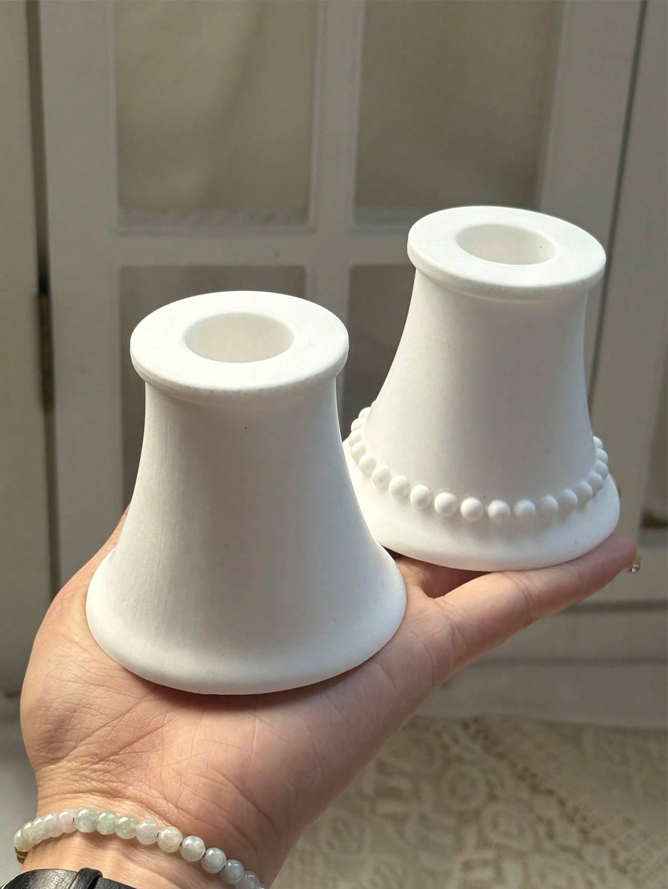 1pc Smooth/Dotted Edge Candle Holder Base Silicone Mold, DIY Creative European Minimalist Candle Holder Plaster Mold, Suitable For Home Decor/Gift Ornament Epoxy Resin Mold, Handmade Casting Mold, Art