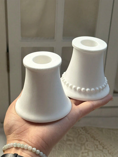 1pc Smooth/Dotted Edge Candle Holder Base Silicone Mold, DIY Creative European Minimalist Candle Holder Plaster Mold, Suitable For Home Decor/Gift Ornament Epoxy Resin Mold, Handmade Casting Mold, Art