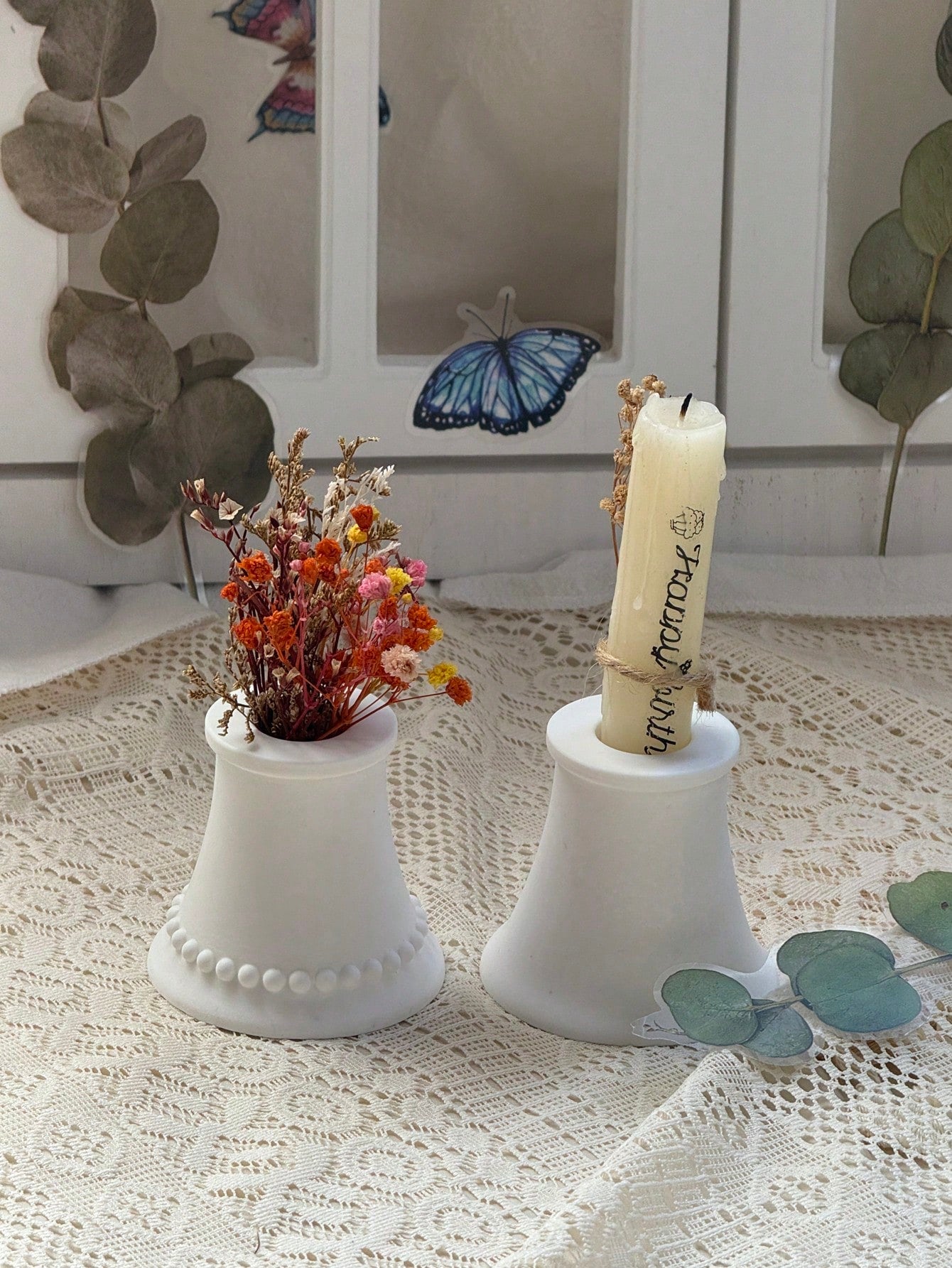 1pc Smooth/Dotted Edge Candle Holder Base Silicone Mold, DIY Creative European Minimalist Candle Holder Plaster Mold, Suitable For Home Decor/Gift Ornament Epoxy Resin Mold, Handmade Casting Mold, Art