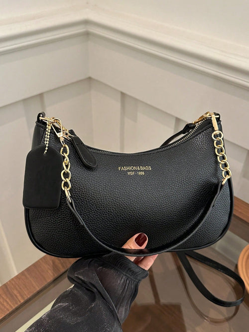 1pc Solid Color PU Leather Fashion Underarm Bag.  Large Capacity Shoulder Bag, Business Commuter Messenger Bag