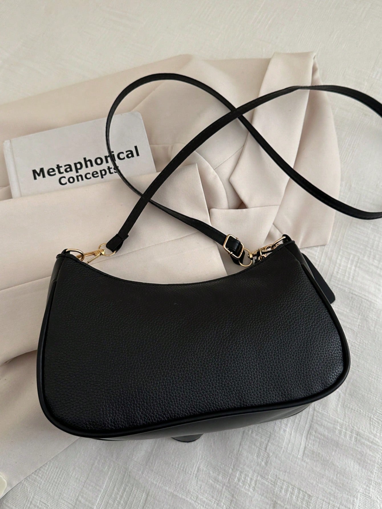 1pc Solid Color PU Leather Fashion Underarm Bag.  Large Capacity Shoulder Bag, Business Commuter Messenger Bag