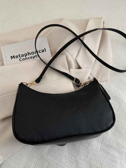 1pc Solid Color PU Leather Fashion Underarm Bag.  Large Capacity Shoulder Bag, Business Commuter Messenger Bag