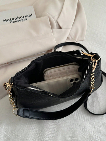 1pc Solid Color PU Leather Fashion Underarm Bag.  Large Capacity Shoulder Bag, Business Commuter Messenger Bag