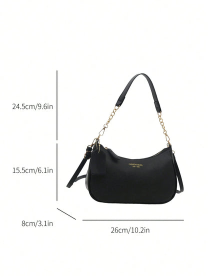 1pc Solid Color PU Leather Fashion Underarm Bag.  Large Capacity Shoulder Bag, Business Commuter Messenger Bag