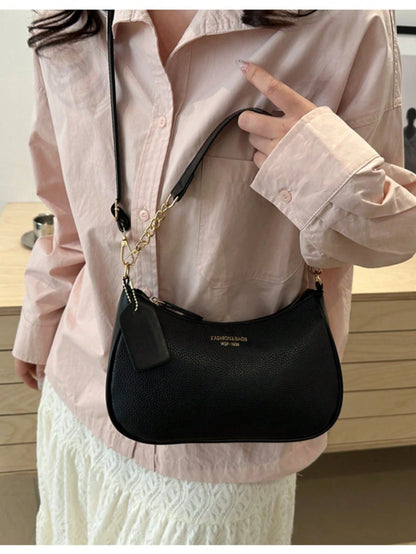 1pc Solid Color PU Leather Fashion Underarm Bag.  Large Capacity Shoulder Bag, Business Commuter Messenger Bag
