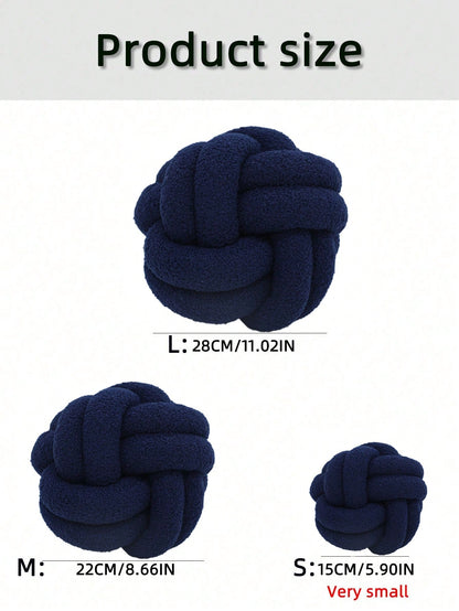 1pc Solid Color Versatile Lambswool Material 2-Strand 8-Sided Ball Decor Throw Pillow, Sofa Coffee Table Decorative Ornament, Bedroom Bedside Decor Pillow, Navy Blue