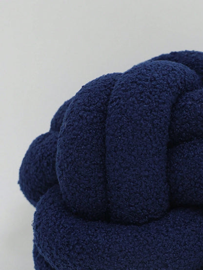 1pc Solid Color Versatile Lambswool Material 2-Strand 8-Sided Ball Decor Throw Pillow, Sofa Coffee Table Decorative Ornament, Bedroom Bedside Decor Pillow, Navy Blue