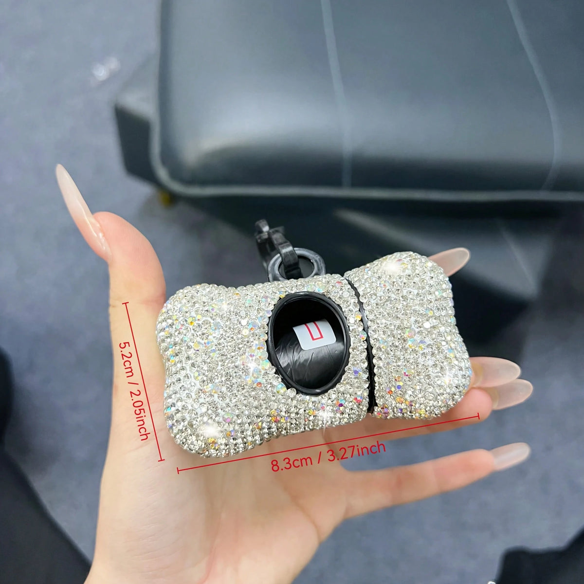 1pc Sparkling Rhinestone Dog Poop Bag Holder, Bone Shaped, Cat And Dog Supplies, Dog Poop Bag Dispenser, Pet Waste Bag Dispenser, Outdoor Dog Walking Accessory, Gift For Dogs, Puppies, Christmas