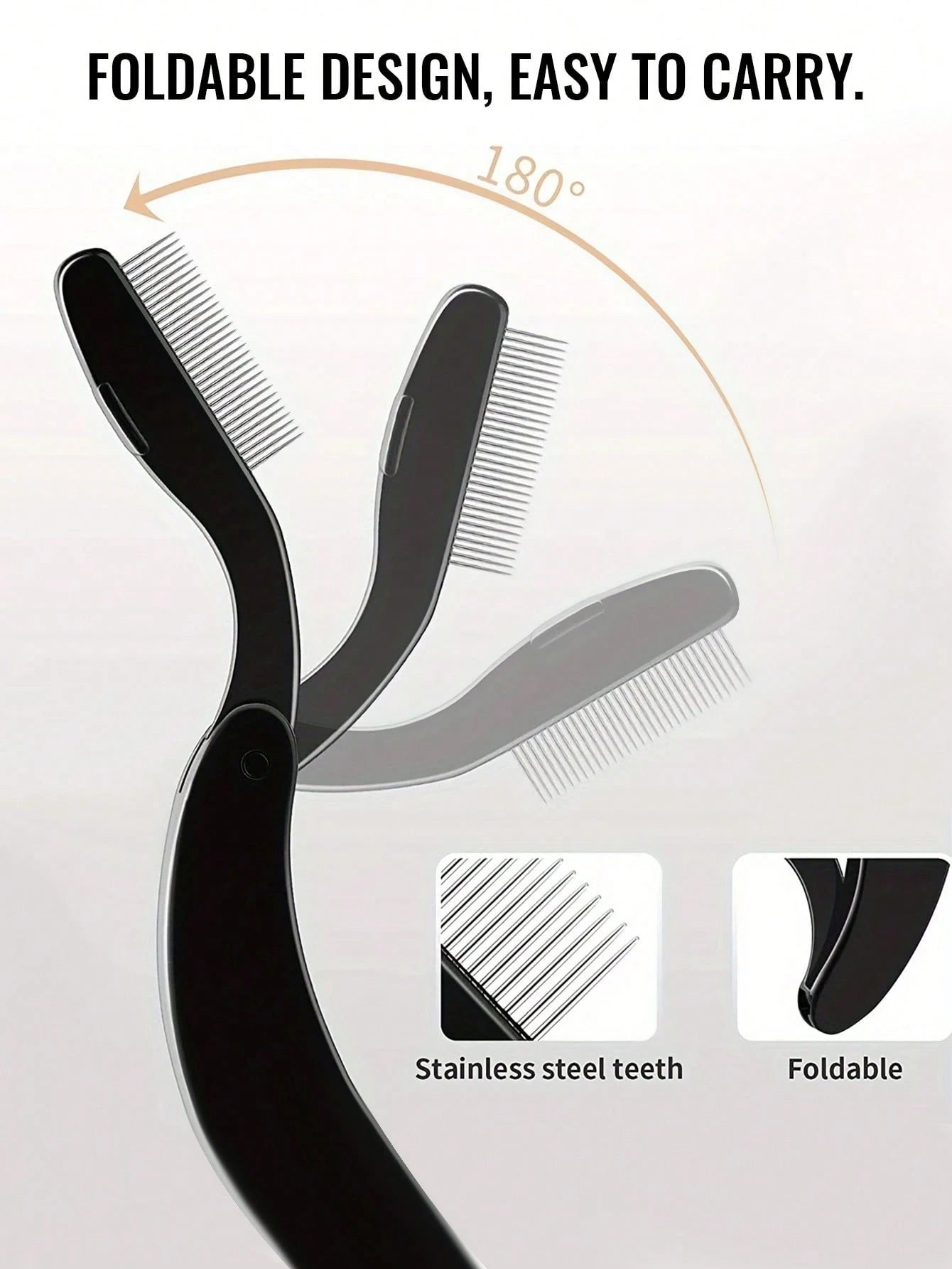 1pc Stainless Steel Eyelash Comb, Foldable Fine Tooth Comb To Separate And Groom Eyelashes And Brows, Makeup Tool, Portable For Travel