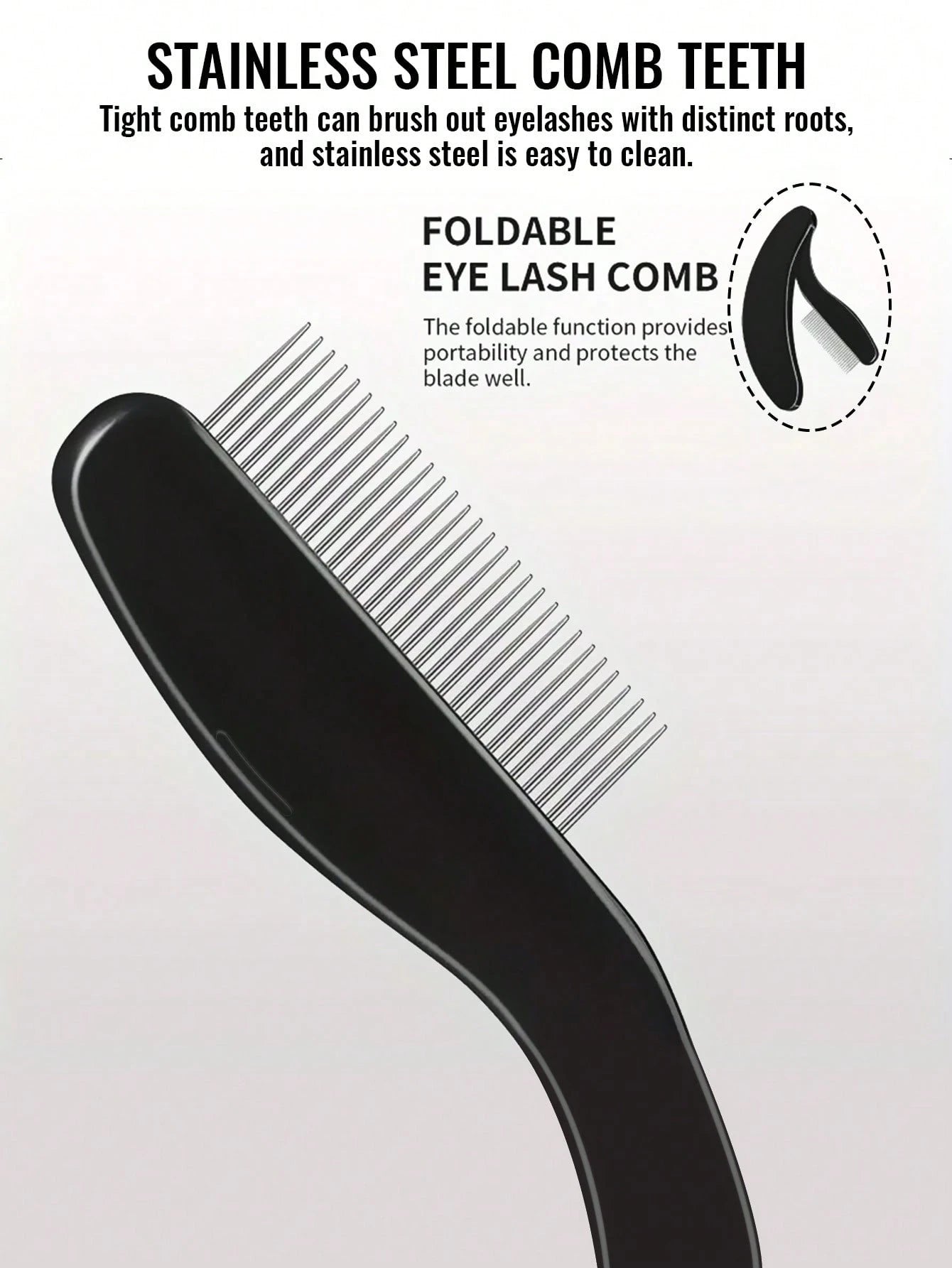 1pc Stainless Steel Eyelash Comb, Foldable Fine Tooth Comb To Separate And Groom Eyelashes And Brows, Makeup Tool, Portable For Travel