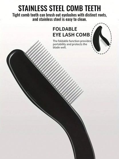 1pc Stainless Steel Eyelash Comb, Foldable Fine Tooth Comb To Separate And Groom Eyelashes And Brows, Makeup Tool, Portable For Travel