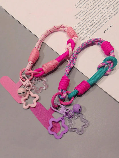 1pc Star Charm Wrist Phone Lanyard, Detachable Dual-Use Thumb Loop Wrist Strap, Outdoor Travel Hiking Braided Durable Wrist Cord Unisex, Comes With Pad (No Photo Card Included)
