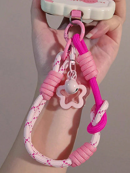 1pc Star Charm Wrist Phone Lanyard, Detachable Dual-Use Thumb Loop Wrist Strap, Outdoor Travel Hiking Braided Durable Wrist Cord Unisex, Comes With Pad (No Photo Card Included)