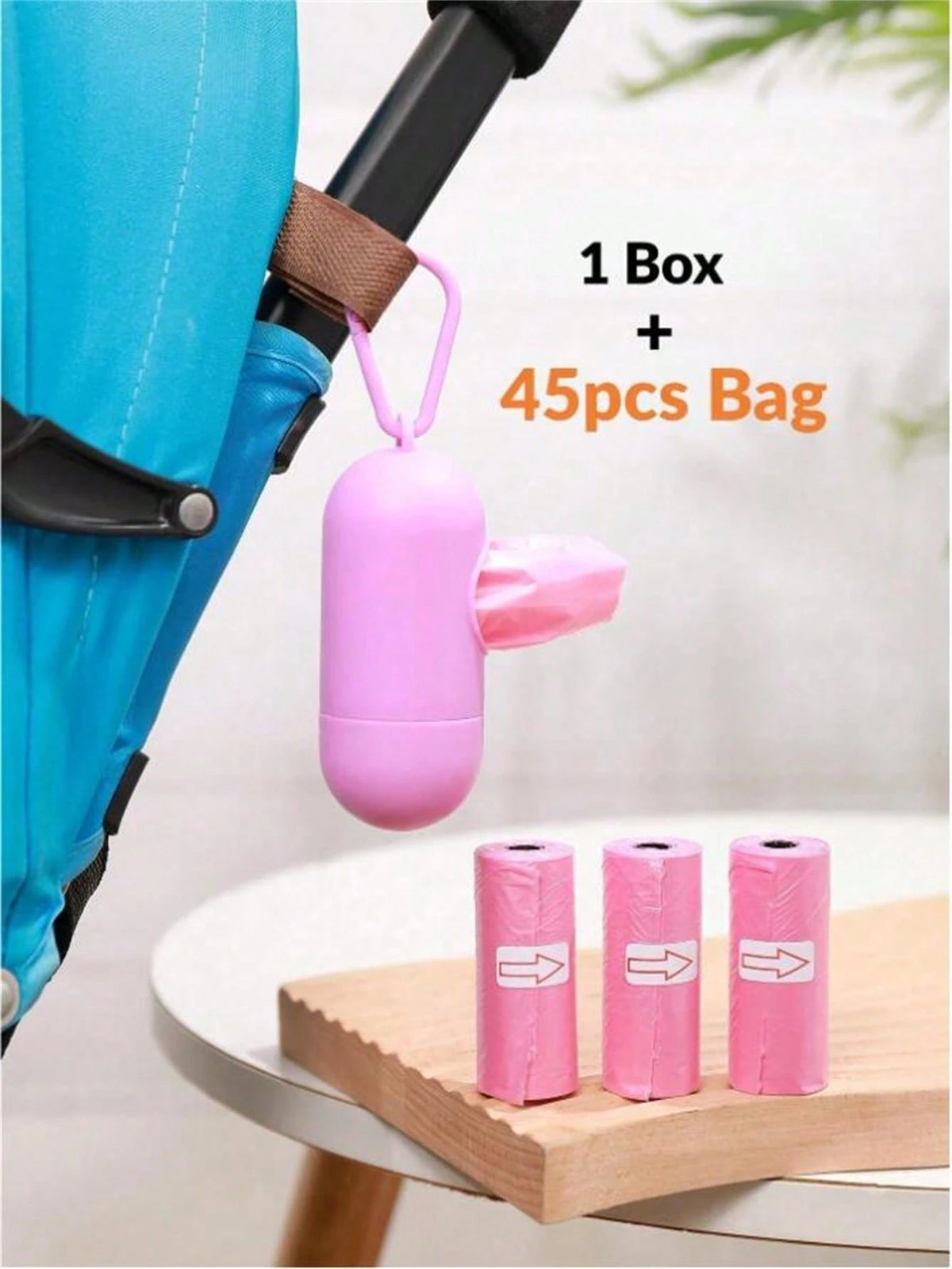 1pc Storage Container + 3 Rolls Random Diaper Bags, 45pcs (30x22cm Per Bag), Easy-To-Carry And Clean