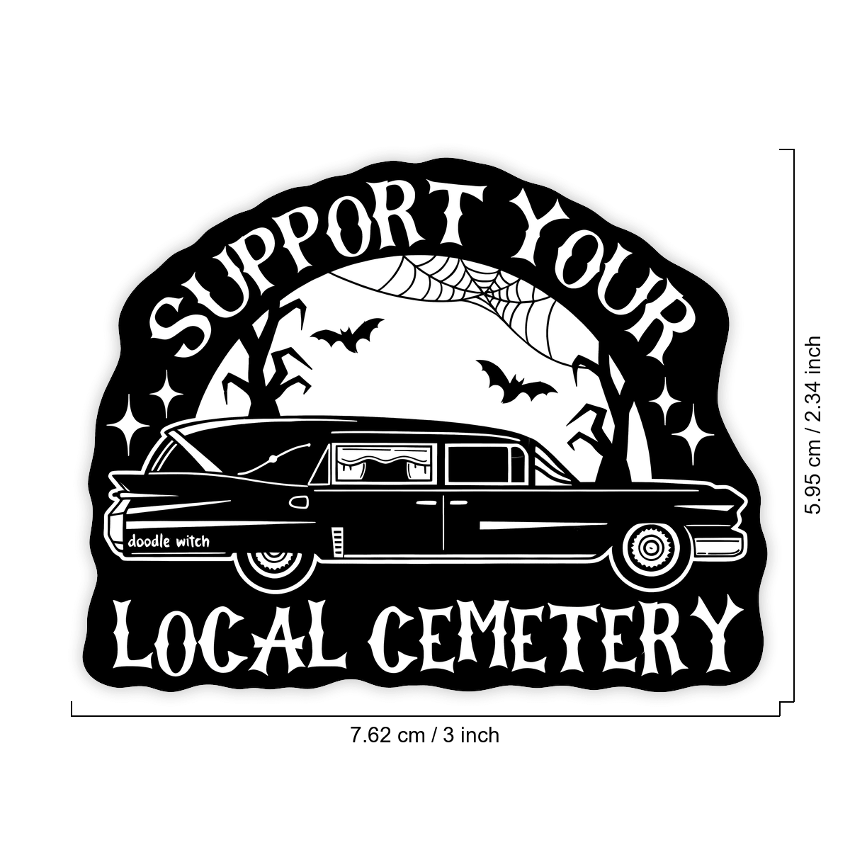 1PC Support Your Local Cemetery Sticker, Goth Halloween Spooky Vinyl Decal For Laptop Phone Case Luggage Water Bottle, Waterproof Dark Humor Decal Sticker, Aesthetic Stationery Scrapbook Accessories G