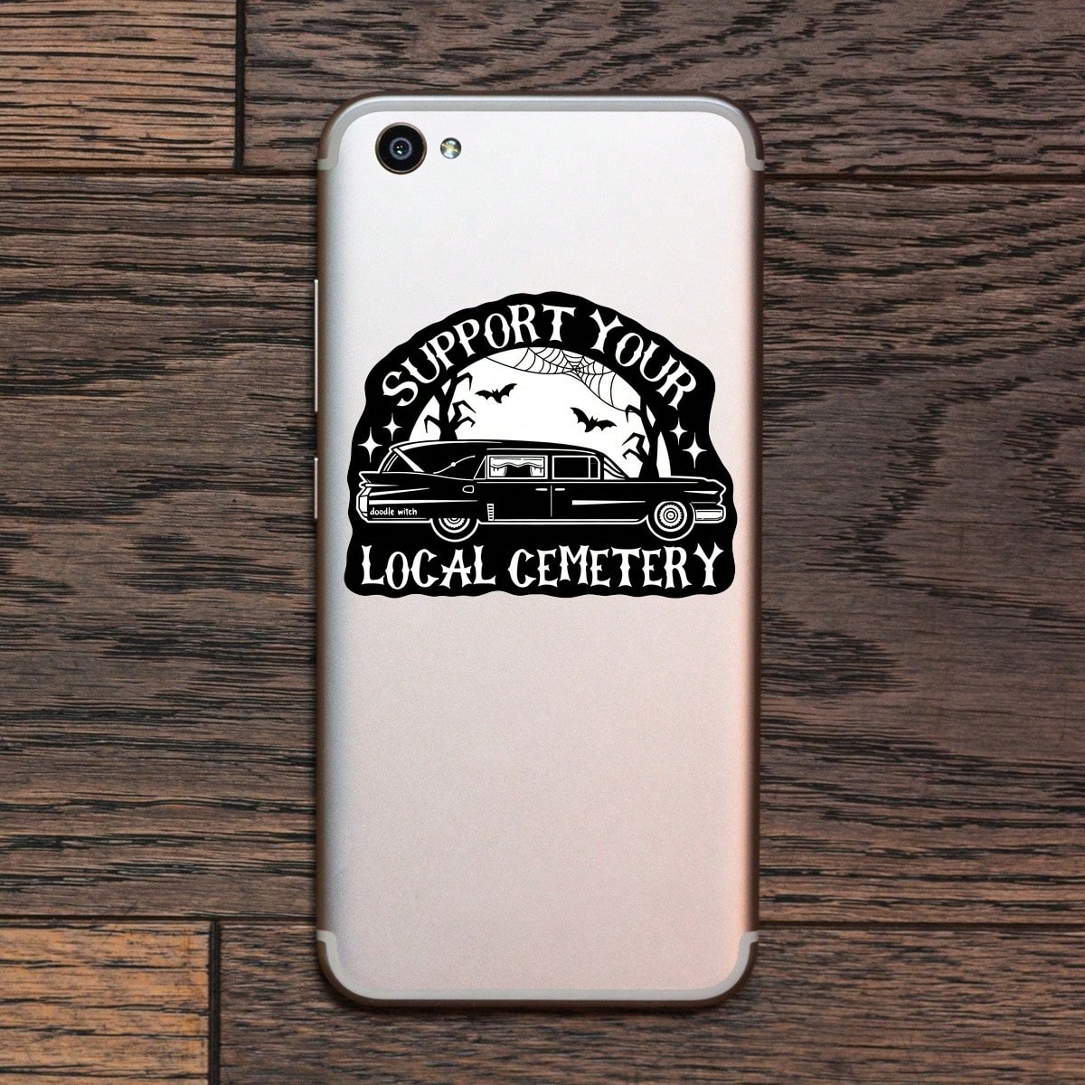 1PC Support Your Local Cemetery Sticker, Goth Halloween Spooky Vinyl Decal For Laptop Phone Case Luggage Water Bottle, Waterproof Dark Humor Decal Sticker, Aesthetic Stationery Scrapbook Accessories G