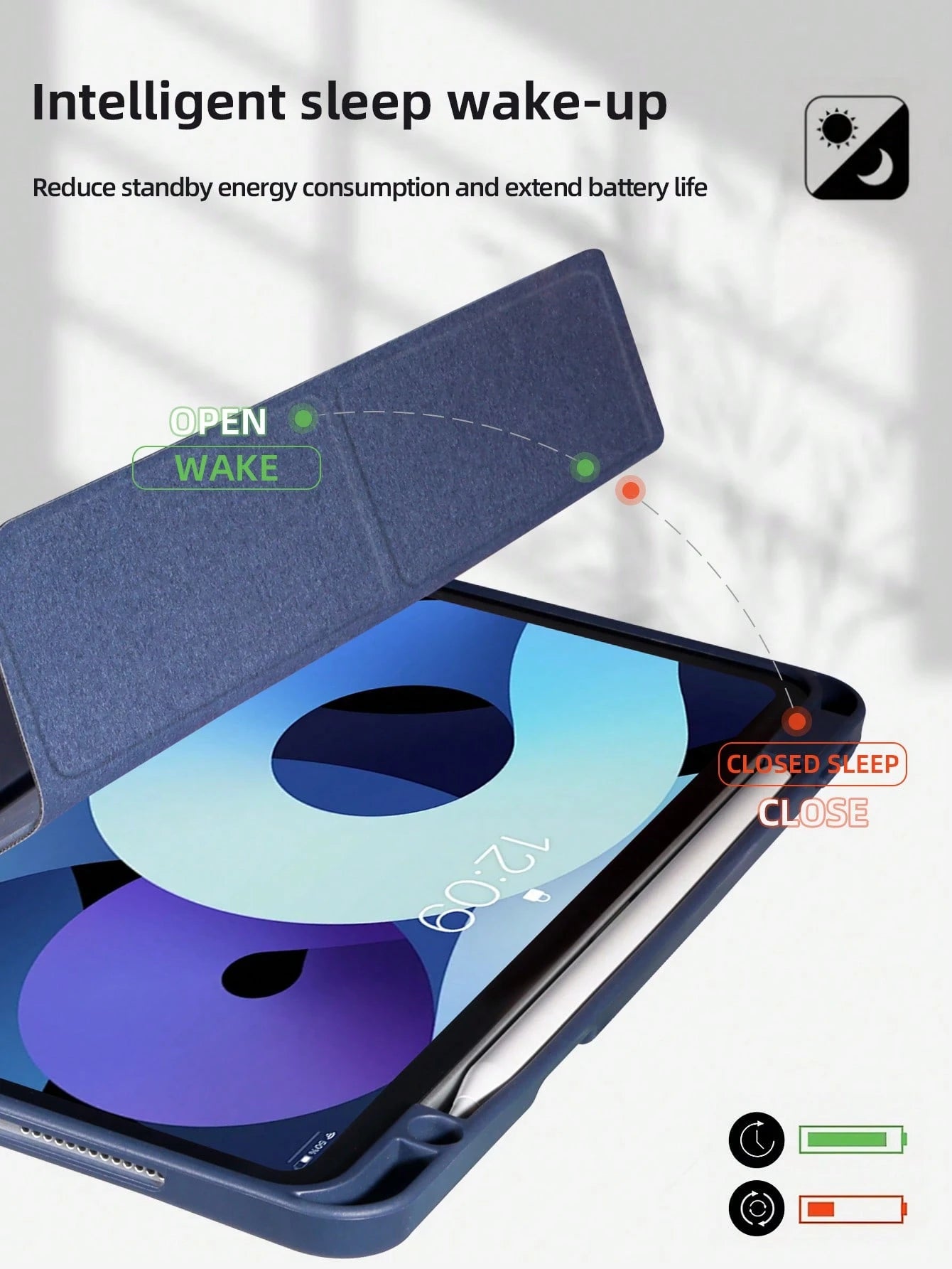 1pc Tablet Case Navy Blue, Foldable Stand With Pen Slot, Honeycomb Cooling Design, Auto Sleep/Wake, Minimalist/Casual For IPad Mini4/Mini5/Mini6/Mini7/Air/Air2/9.7/10.2/10.5/Air4/Air5/10th/10.9/Pro11